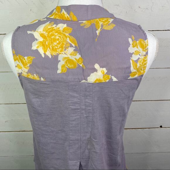 PORRIDGE Anthropologie Silverton Violet Floral Sleeveless Tank Blouse‎ Size XS - Picture 7 of 12